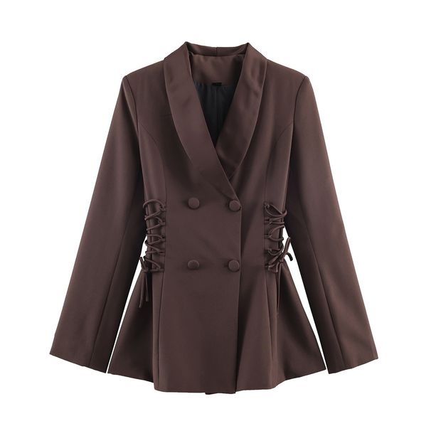 Spring Trendy Satin Panel Tie-Waist Blazer - Elegant Women's Business Casual Jacket_ecoleips.com