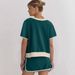 Summer Loose Sports Style Casual Fashion Color Matching Short Sleeve Skirt Suit_ecoleips.com