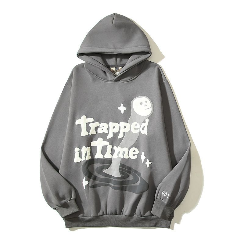 Women's Clothing high street hip hop Travis retro distressed trapped in time foam printed hoodie sweatshirt_ecoleips.com