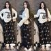Southeast Asian Style Women's Matching Set - Long Sleeve Cartoon Print Top With Bow Detail & Wide Leg Pants_ecoleips.com