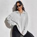Women’s Half-Zip Sweatshirt – Loose Fit Fleece Pullover (Light Gray/Dark Gray/Rose Red/Black/Apricot, XS-XXL)_ecoleips.com