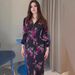 Women's Clothing Slim Fit Maxi Dress V Neck Printed Long Sleeve Elegant Summer New Slit Design Retro Style For Women_ecoleips.com