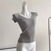 Women's Clothing Breathable Ribbed Knit Top – Flattering V-Neck Short Sleeve Blouse For Women_ecoleips.com
