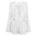 Pure Cotton White Ruffled Long Sleeve Shorts Loose Comfortable Pajama Set European And American Autumn Women's_ecoleips.com