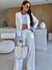 Women's Clothing Women's Striped Splicing Suit Jacket Straight Pants Set Thin Suit Pants Two Piece Set_ecoleips.com