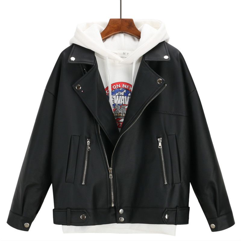 Cropped Biker Jacket For Women – Oversized Fit With Vintage Distressed Leather ( Streetwear Staple)_ecoleips.com