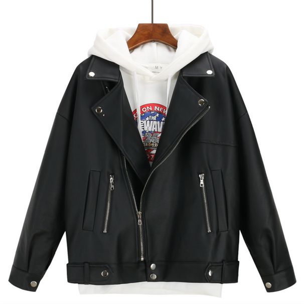 Cropped Biker Jacket For Women – Oversized Fit With Vintage Distressed Leather ( Streetwear Staple)_ecoleips.com
