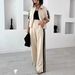 Women's Clothing High Waisted Wide Leg Pants Set Zip Up Jacket Autumn Trendy Two Piece Outfit Regular Size Polyester_ecoleips.com