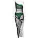 Women Stylish 3‑Piece Dress Set Featuring Mesh Patchwork, One‑Shoulder Cut, Spaghetti Straps & Strapless Design_ecoleips.com
