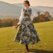 Retro Casual Women's Clothing Casual V Neck Long Sleeve Dress Printed Style For Vacation Outfit_ecoleips.com