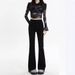2025 Spring/Summer High-Waisted Micro-Flare Jeans For Women, Slim-Fit, Petite-Friendly, Stretchy, Straight-Leg,_ecoleips.com