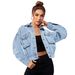 Women's Clothing Denim Jacket Casual Solid Color Jacket Women_ecoleips.com