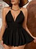 2026 Solid Halter 2 Piece Plus Size Tankini Set Women Push Up Large Dress Swimsuit Chubby Curvy Swimwear Lady Beach Bathing Suit_ecoleips.com
