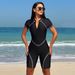 Women's Clothing New Short Sleeved Zipper Swimsuit One Piece Surfing Suit Diving Suit_ecoleips.com