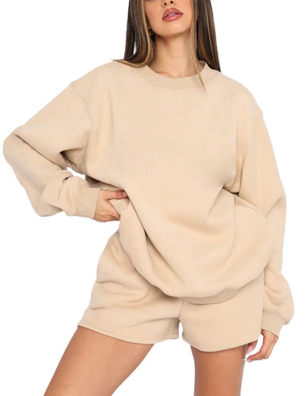 2026 Cross-border European American Spring And Autumn Solid Color Round Neck Pullover Long Sleeve Sweatshirt Women's_ecoleips.com