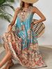 Holidaya Ladies Summer Floral Print Round Neck Sleeveless Dress For Casual Or Vacation Maxi Vacation Beach Outfits Women_ecoleips.com