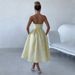Elegant Women Off‑Shoulder Maxi Dress Strapless Tube Top Design Adjustable Tie‑Up Detail Fashion Slimming Long Party Dress_ecoleips.com