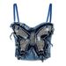 Women's Clothing Butterfly Tube Top Personality High End Outer Wear Bra Slim Stitching Denim Fishbone Bra Suspenders_ecoleips.com