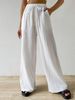 Women's Casual Wide Leg Pants With Pockets, Textured Fabric High Waist Pull String Trousers, Comfortable Daily Wear Lounge Pants_ecoleips.com