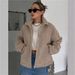 Oversized Fleece Jacket Women’s – Short Plush Zip-Up Coat With Stand Collar & Long Sleeves (S-XXL, Polyester, Casual Streetwear)_ecoleips.com