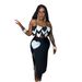 CY 901307 Floral Strap Top Slim Fit High Slit Skirt Solid Color Two-Piece Set For Women_ecoleips.com