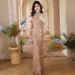 Gold Evening Gown New Style French Sequined Waist Cinching Mermaid Skirt Toasting Banquet Dress Art Exam Wear For Women_ecoleips.com