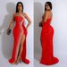 Elegant Rhinestone Sequin Sleeveless Long Dress For Women - Chic Solid Color Party & Evening Gown With Slit Neckline, Flattering A-Line Silhouette_ecoleips.com