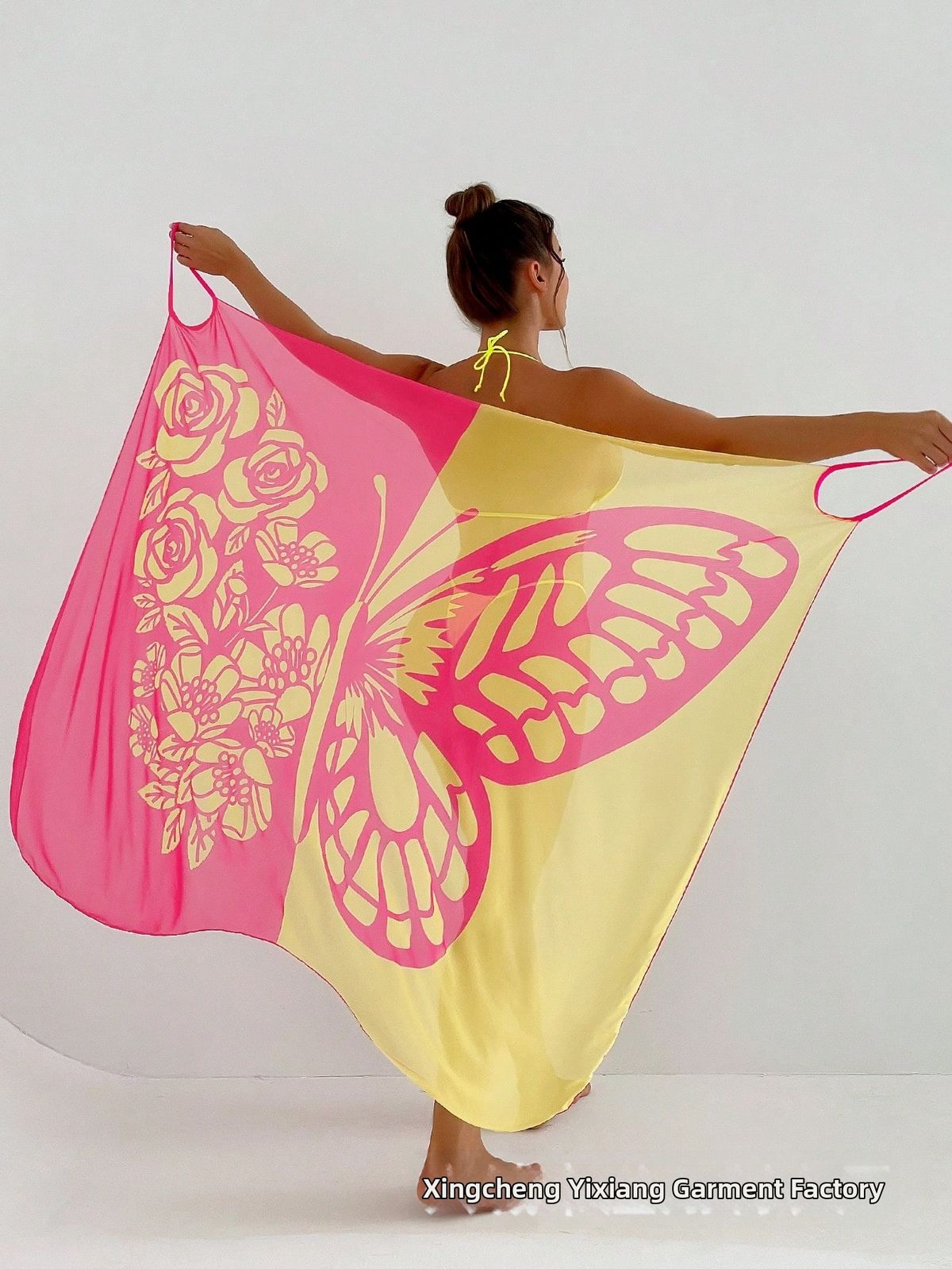 Women's Butterfly Print Cape European American Original Factory Multilayer Wear Various Colors Fixed Print Swimwear_ecoleips.com