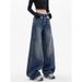 "Women's Vintage Wide-Leg Jeans – 90s Retro High-Waisted Distressed Denim With Raw Hem, Oversized Streetwear Fit, Unisex Aesthetic"_ecoleips.com