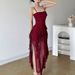 Cross-border European And American Style 2024 Summer New Women's Fashion Sexy Ruffled Patchwork Elegant Slit Dress_ecoleips.com