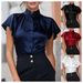 Women's Clothing Summer Elegant Simple Stand Collar Women's Top Versatile Shirt With Flutter Sleeves For Formal & Casual For Women_ecoleips.com