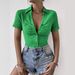 Women's Elegant Solid Color Knitted Short Shirt Fashion Breathable Top Design Short Sleeve_ecoleips.com