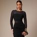 Women's Slim Fit Bodycon Dress Round Neck Mesh Patchwork Long Pleated Hem Fashion_ecoleips.com