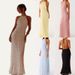 New Women's Halter Neck Backless Lace-Up Ruffled Long Dress Vacation Lace Dress_ecoleips.com