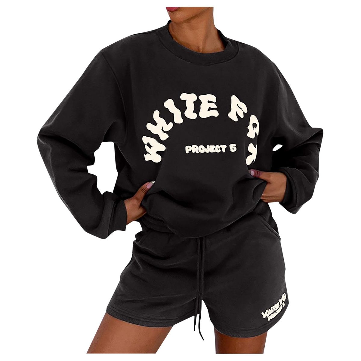 Trendy Streetwear Letter Print Hoodie & Jogger Sweatsuit Set For Women - Soft Fleece Loungewear (Black/White/Khaki/Green/Pink/Blue, S/M/L/Xl)_ecoleips.com