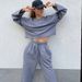 Loose Spring And Summer Casual Women's Suit Solid Color Crew Neck Sweater Fashionable Elastic Pants Two-piece Set_ecoleips.com