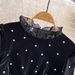 Korean Style Velvet Dress For Women Autumn Winter Ladylike Temperament Trumpet Long Sleeve Diamond Stand Up Collar Slimming Mid Length A Line_ecoleips.com