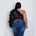 Women's Clothing Oblique Shoulder Style Ruffled Mesh T Shirt_ecoleips.com