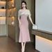 2026 Summer New Design Off-Shoulder Engagement French Pink Dress Party Evening Gown 11522_ecoleips.com