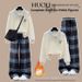 Women's Clothing Women's Color Block Fleece Lined Collared Top And Wide Leg Pants Set Versatile Stylish Design Relaxed Fit_ecoleips.com