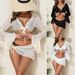 Women's Clothing Long Sleeved Bikini Four Piece Ruffled Swimsuit Female Split Net Celebrity Sexy Swimsuit_ecoleips.com