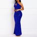 Women's Clothing Fashion Sequined One Shoulder Solid Color Backless Fishtail Sequined Dress Evening Dress_ecoleips.com
