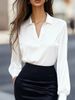 Aria Basics Aria Basics 2025 New European And American Style Autumn Fashion Commuting Satin V-Neck Long Sleeve Shirt Women's Clothing_ecoleips.com