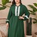 Elegant Plus Size Retro Dress For Women - Long Sleeve A-Line Maxi Dress With Polo Collar, Dark Green Office & Casual Wear (0XL-4XL)_ecoleips.com