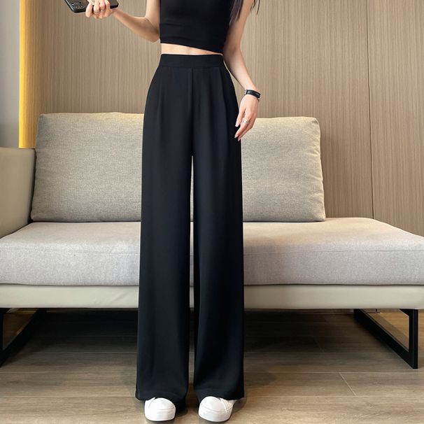 Women's Clothing Suit Pants Women Spring And Autumn High Waist Drape Wide Leg Pants New Summer Thin Casual Narrow Straight Pants_ecoleips.com