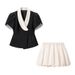 European And American 2026 Women's Summer V-neck Waist Versatile Sweet Celebrity Style Top Bud Skirt Set_ecoleips.com