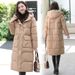 Women's Winter Puffer Coat With Hood, Oversized Long Parka, Water-Resistant Shell, Knee-Length Warm Jacket, Fashionable Large Pockets_ecoleips.com