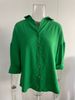 Women's Solid Color Single-Breasted Pleated Lapel Shirt Roll Up Sleeve Style Independent Station Top Blouse_ecoleips.com