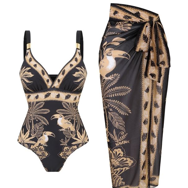 Women's Sexy One-Piece Swimsuit with Wrap Skirt Stylish And Comfortable Beachwear for Summer_ecoleips.com