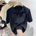 Summer Soft Women's Polo Neck Short Sleeve Knit Top Breathable Casual Shirt for Daily Wear Stylish Knitted Top_ecoleips.com